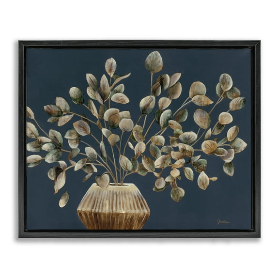 Stupell Industries Rustic Eucalyptus Leaves Botanical & Floral Painting Black Floater Framed Art Print Wall Art, 21 x 17
