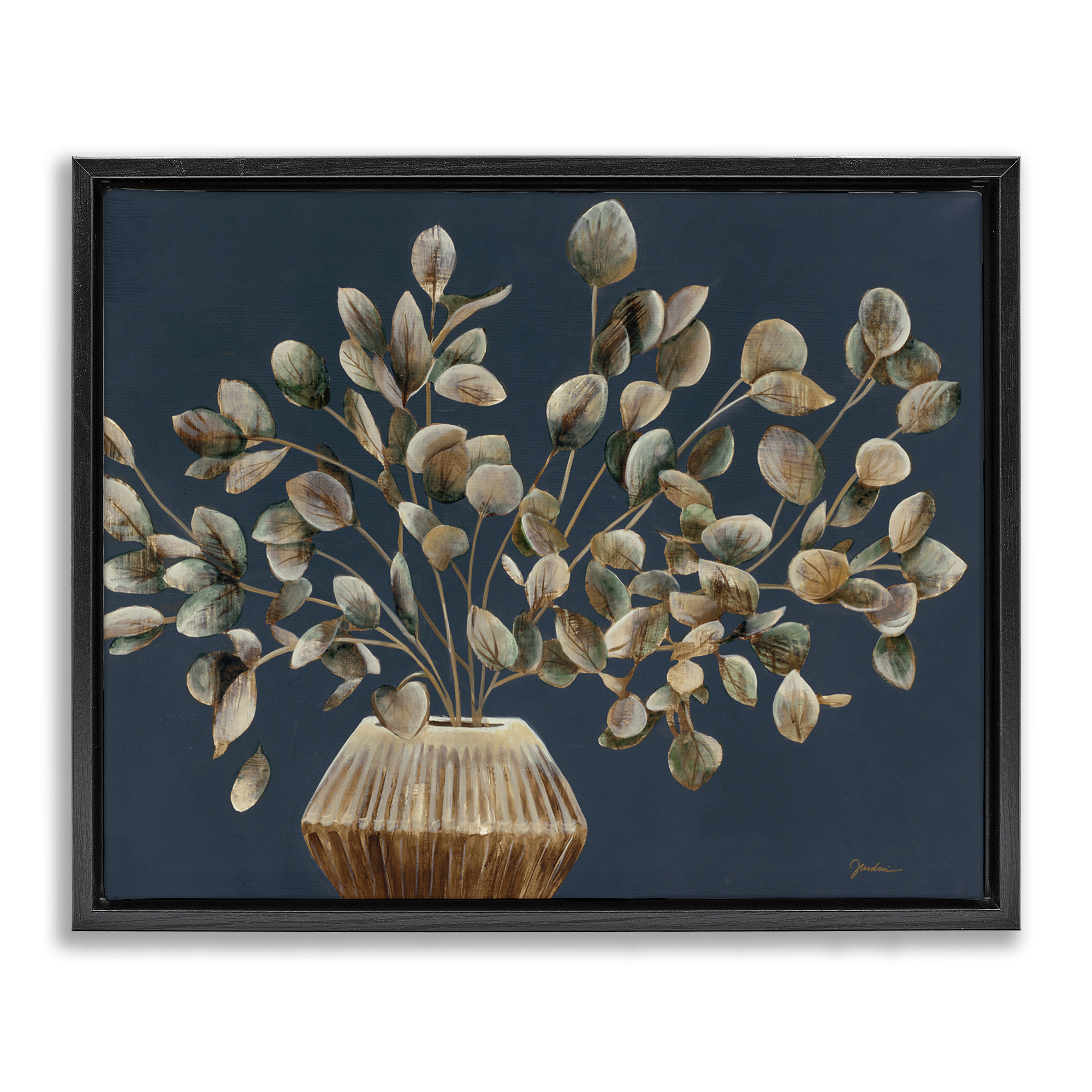 Stupell Industries Rustic Eucalyptus Leaves Botanical & Floral Painting Black Floater Framed Art Print Wall Art, 31 x 25