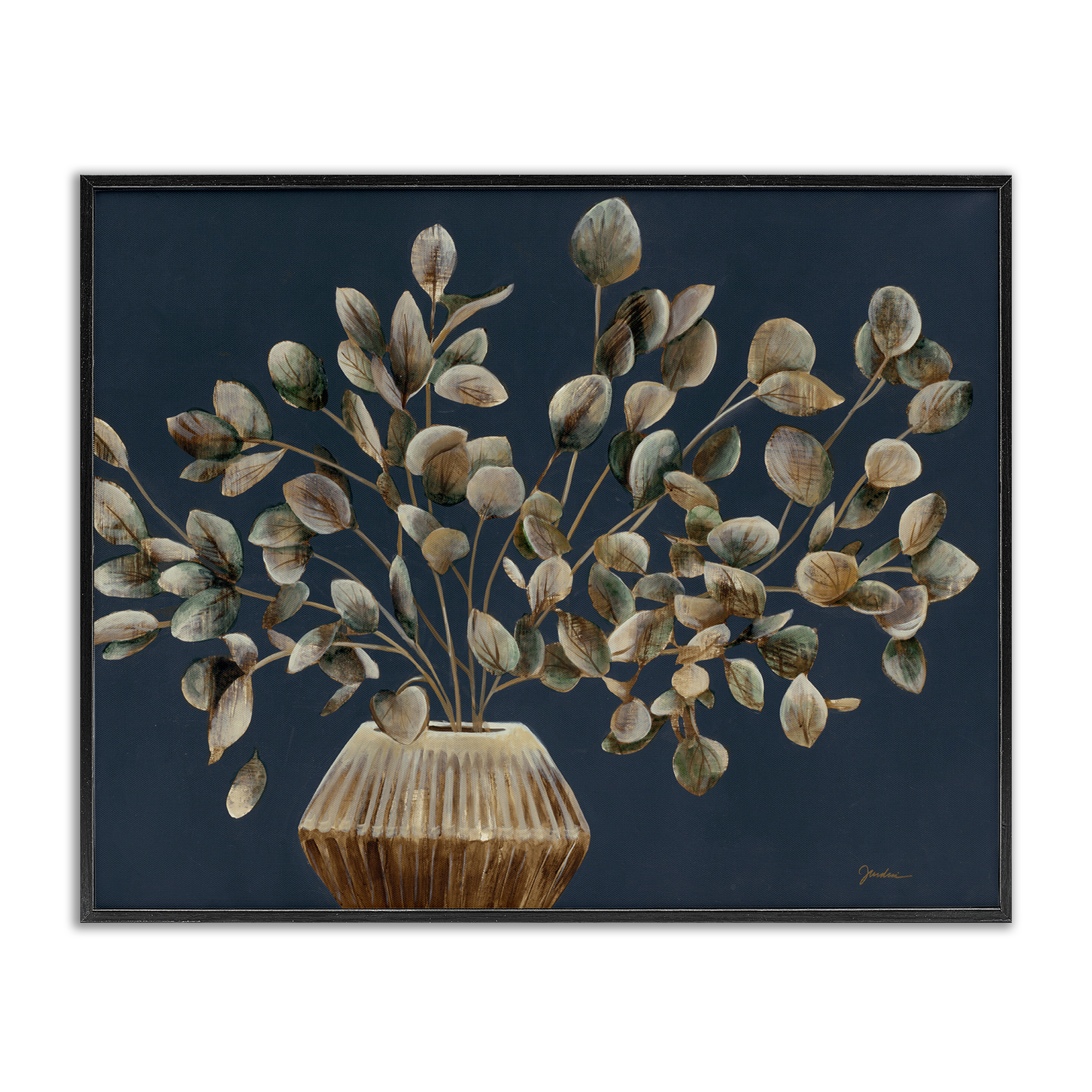 Stupell Industries Rustic Eucalyptus Leaves Botanical & Floral Painting Black Framed Art Print Wall Art, 30 x 24