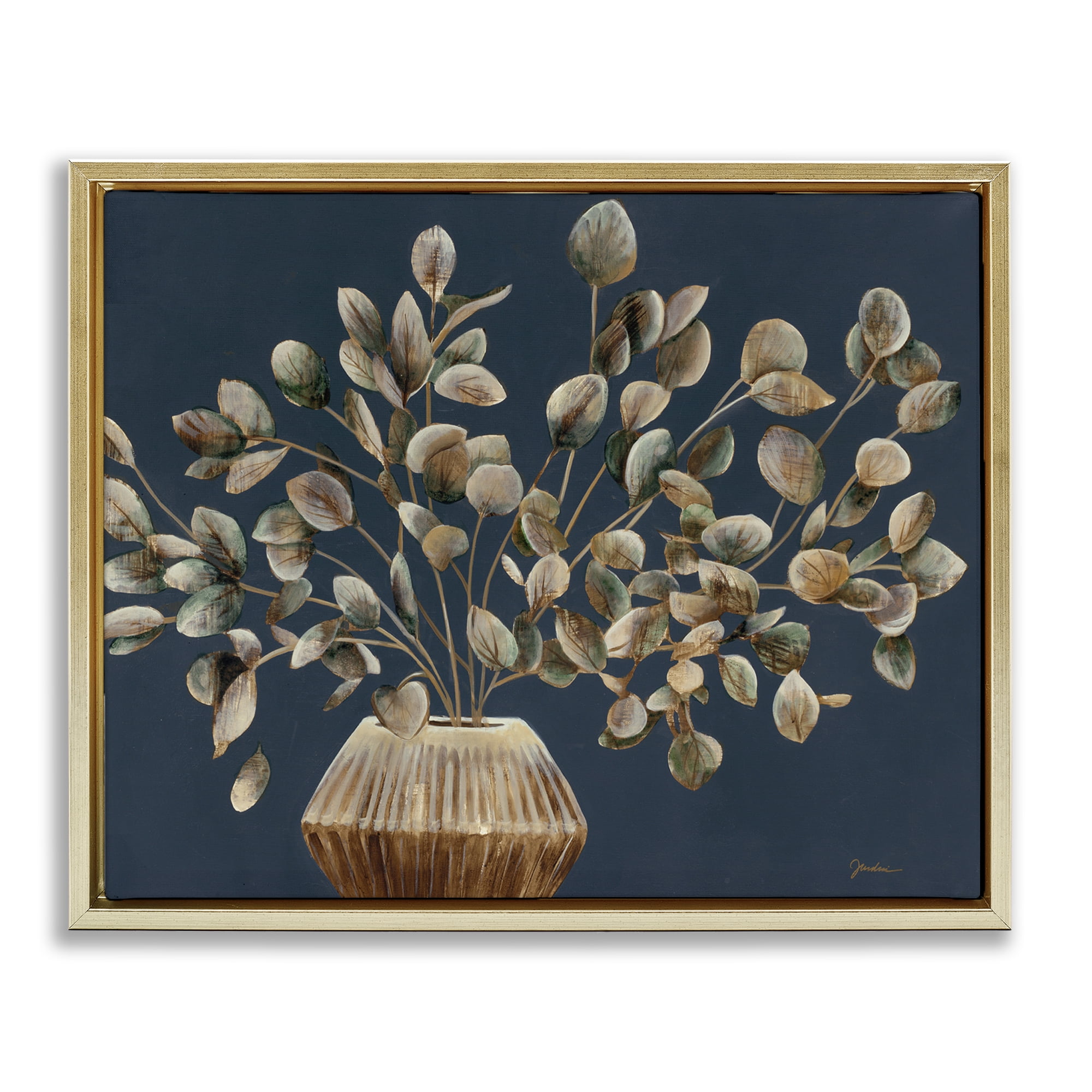 Gold Framed Botanical Eucalyptus Leaves Canvas Print, 31 x 25