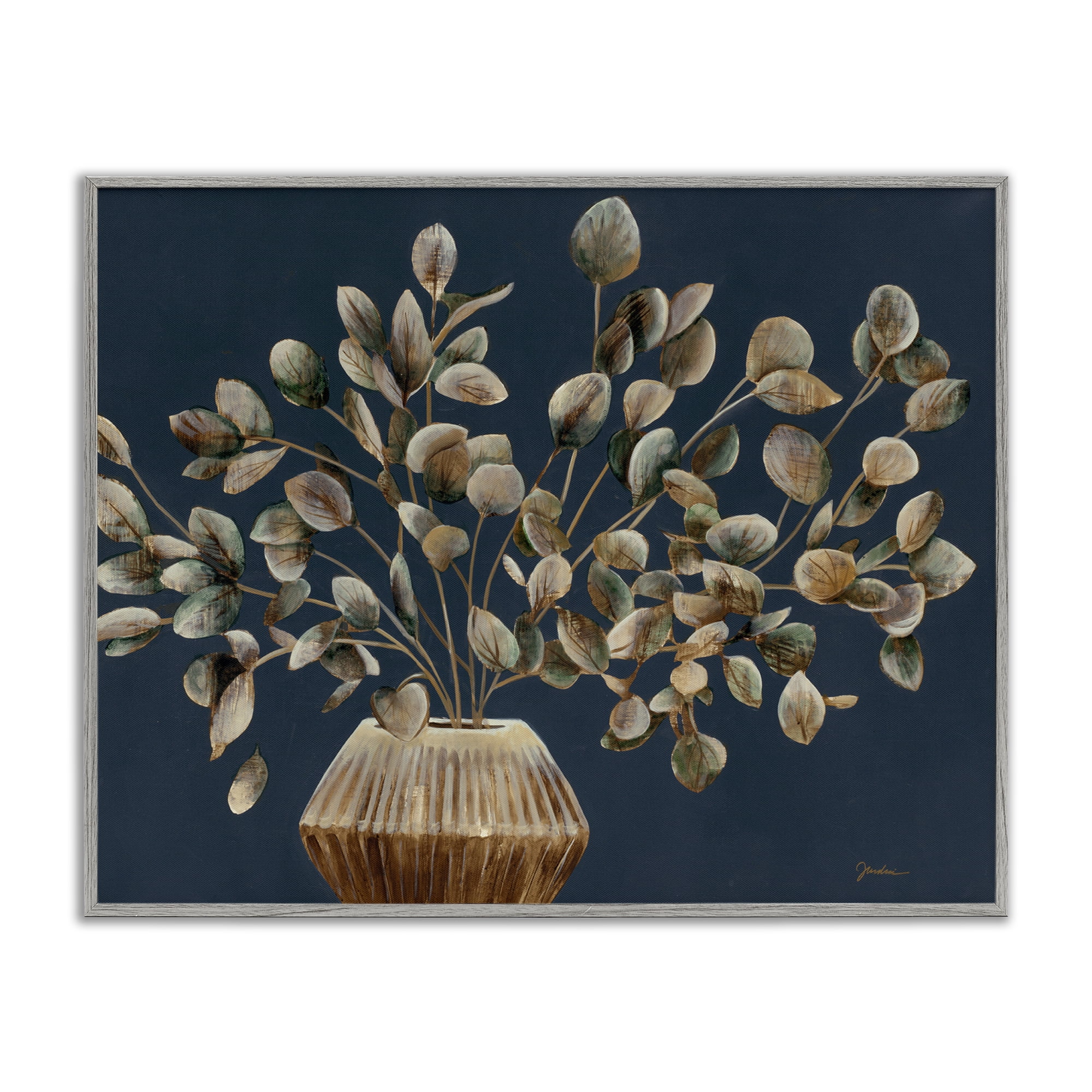 Stupell Industries Rustic Eucalyptus Leaves Botanical & Floral Painting Gray Framed Art Print Wall Art, 20 x 16