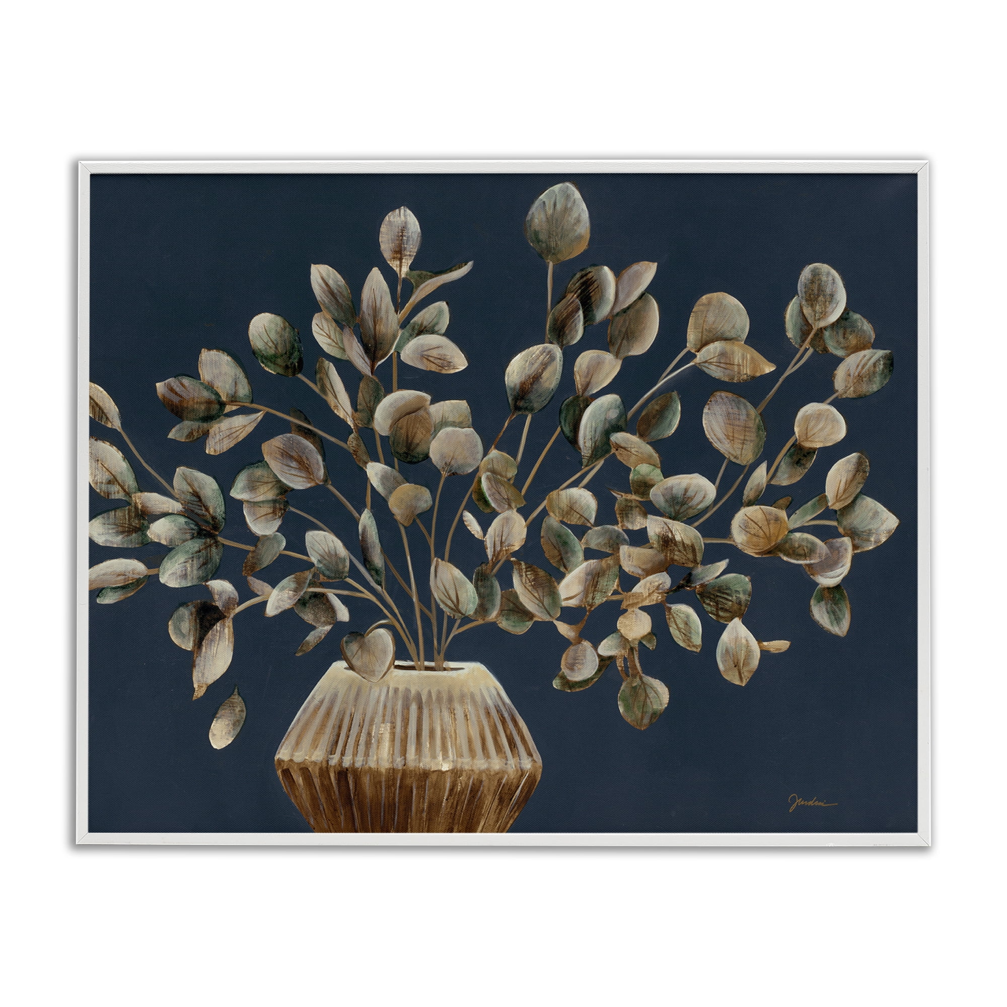 Stupell Industries Rustic Eucalyptus Leaves Botanical & Floral Painting White Framed Art Print Wall Art, 14 x 11