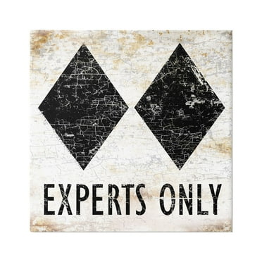 Stupell Industries Rustic Experts Only Skiing Sports Painting Gallery Wrapped Canvas Print Wall Art, 17 x 17
