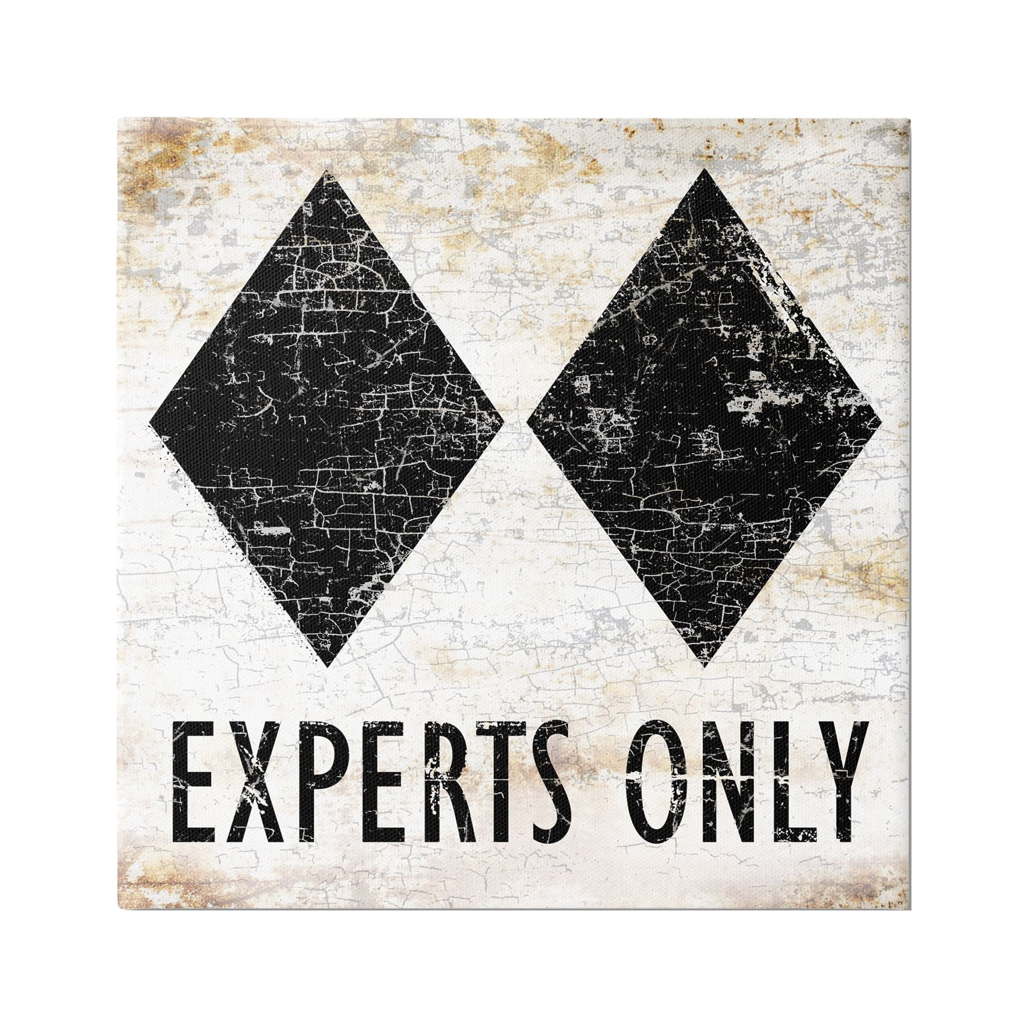 Stupell Industries Rustic Experts Only Skiing Sports Painting Gallery Wrapped Canvas Print Wall Art, 36 x 36