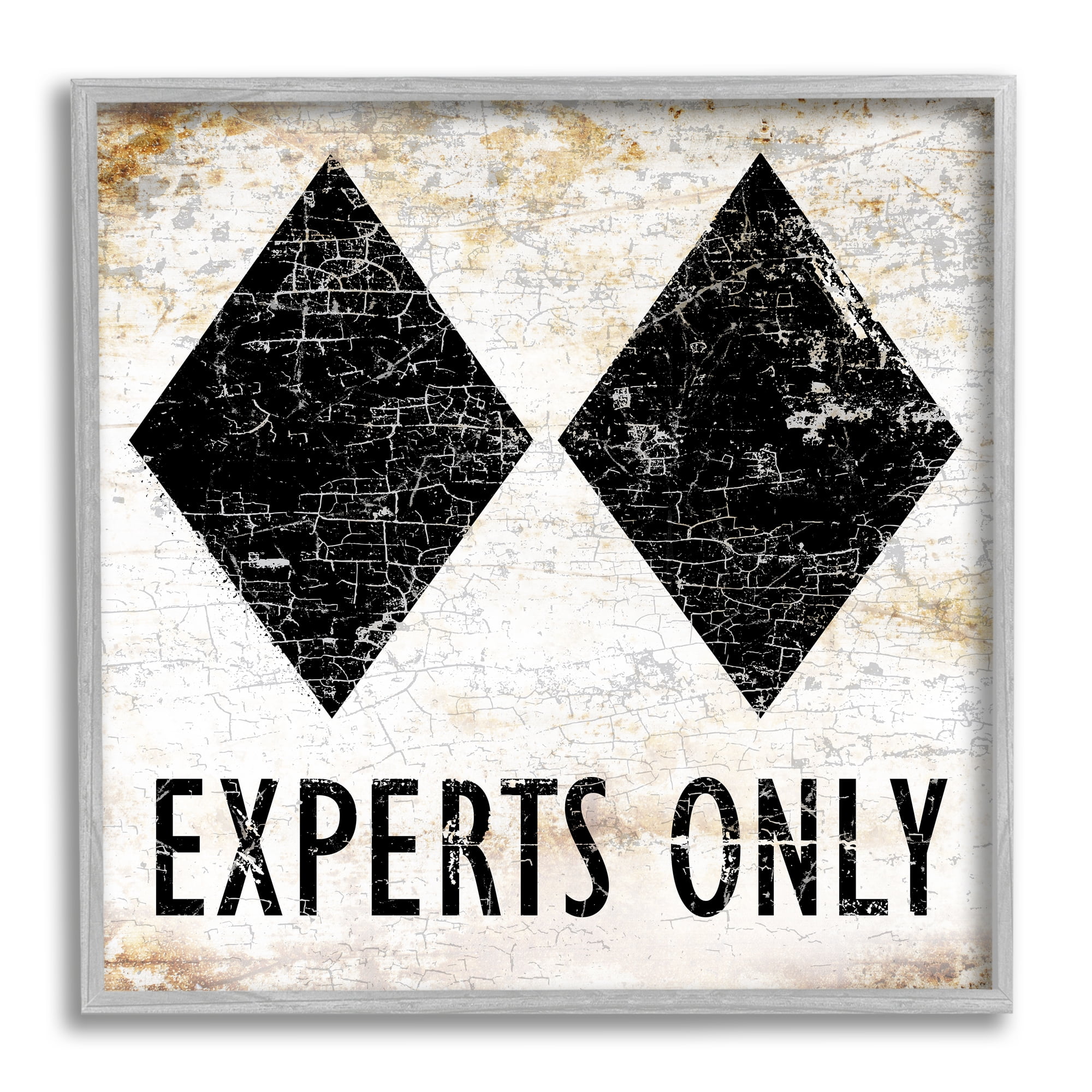 Stupell Industries Rustic Experts Only Skiing Sports Painting Gray Framed Art Print Wall Art, 24 x 24
