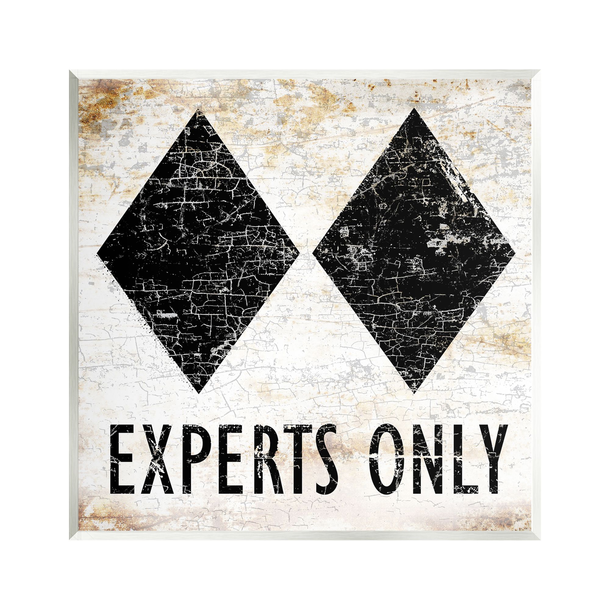 Stupell Industries Rustic Experts Only Skiing Sports Painting Unframed Art Print Wall Art, 12 x 12