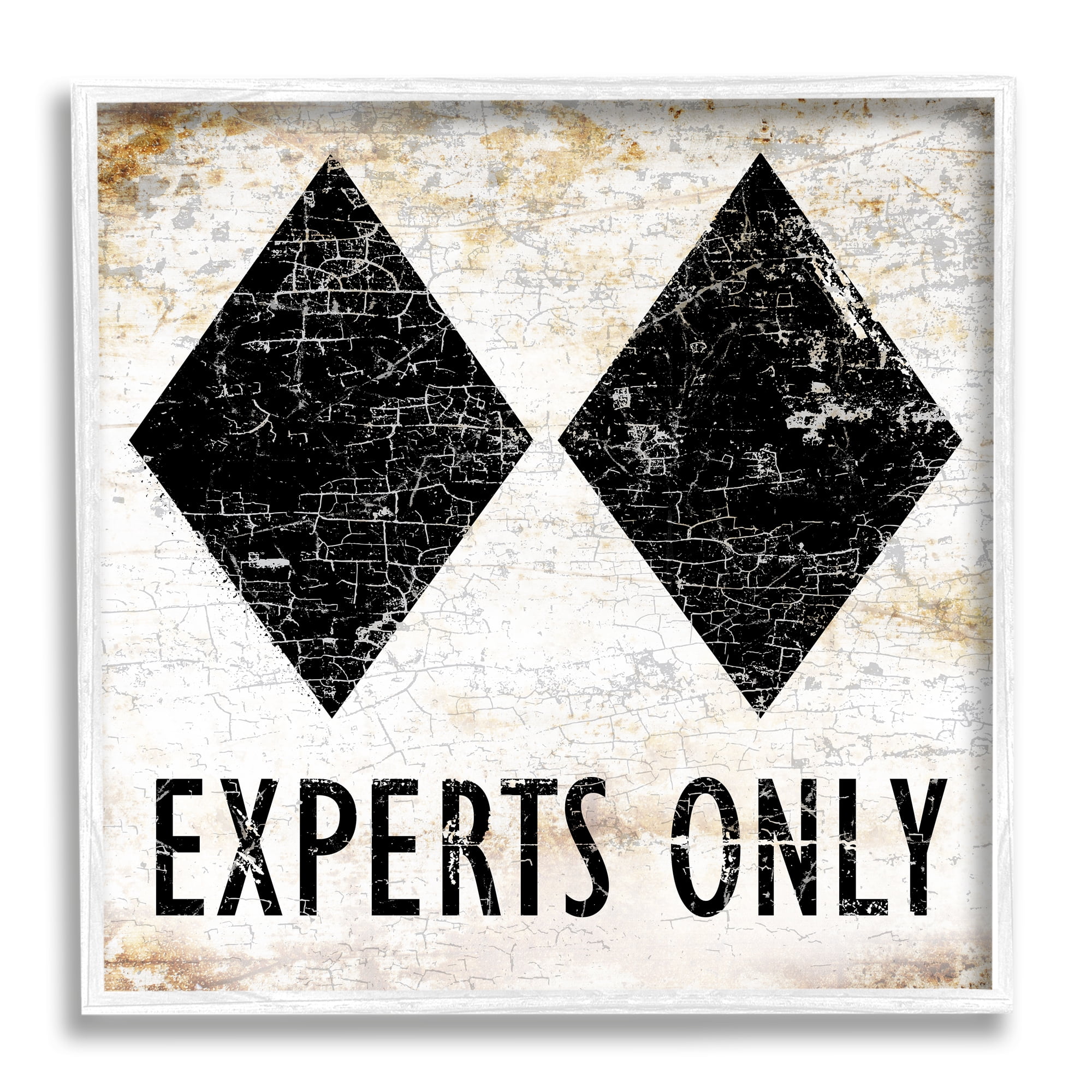 Stupell Industries Rustic Experts Only Skiing Sports Painting White Framed Art Print Wall Art, 17 x 17