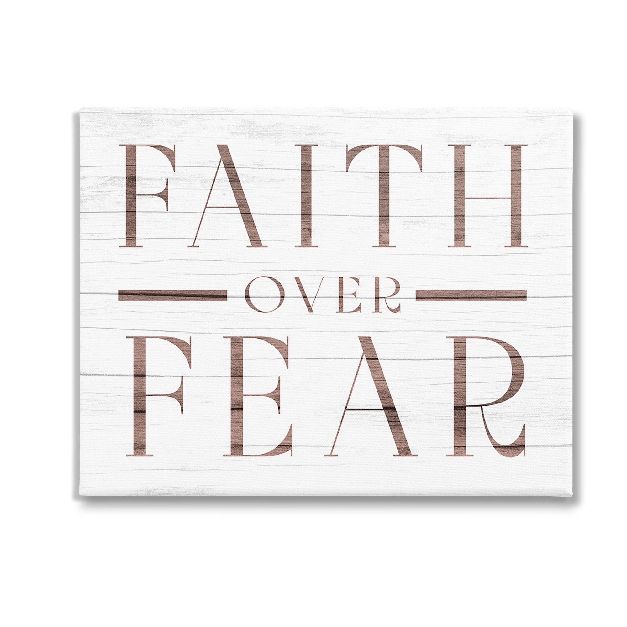 Stupell Industries Rustic Faith Over Fear Religious Painting Gallery Wrapped Canvas Art Print Wall Art, 30 x 24