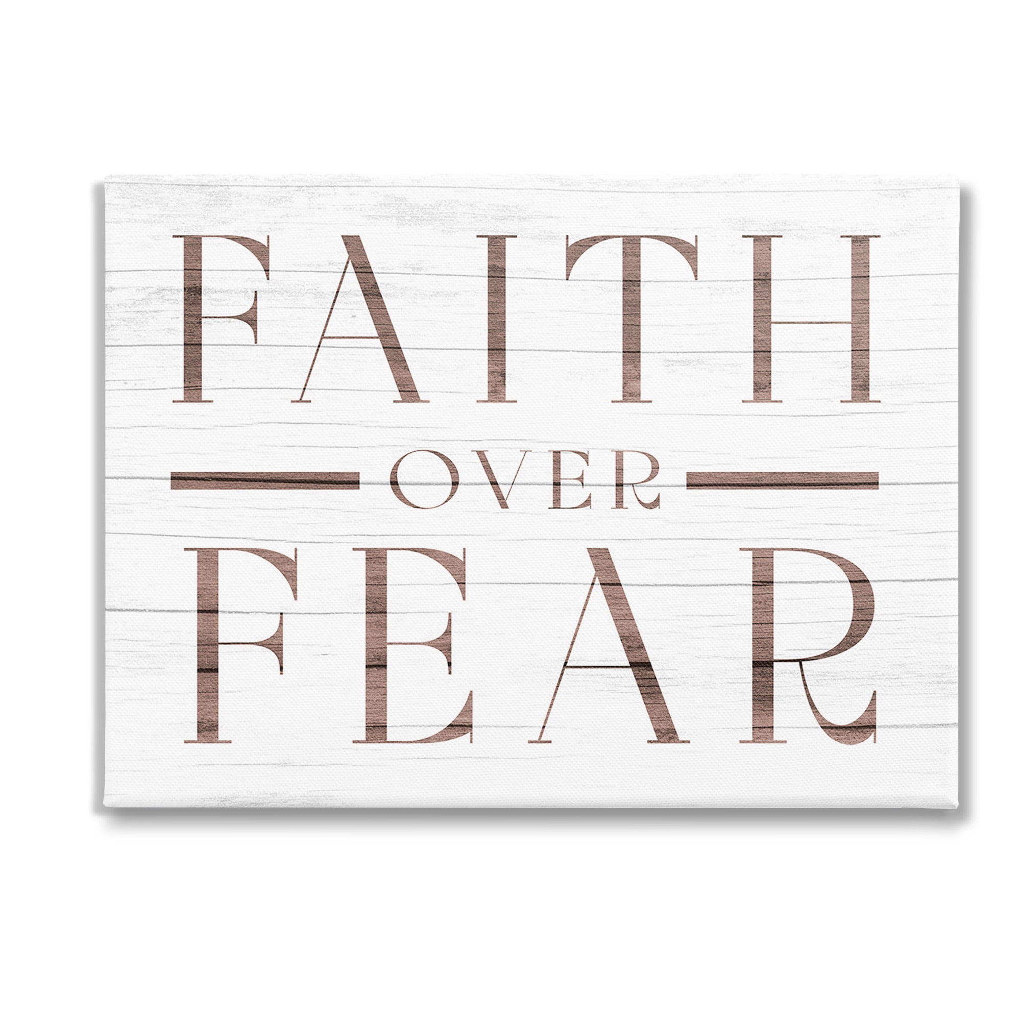 Stupell Industries Rustic Faith Over Fear Religious Painting Gallery Wrapped Canvas Art Print Wall Art, 40 x 30