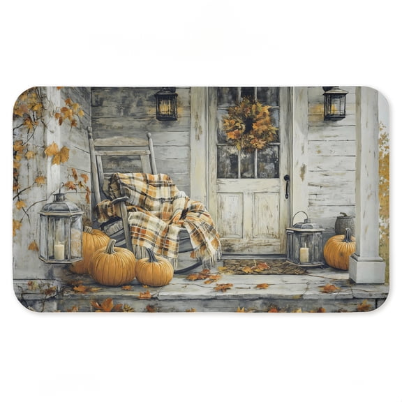 Stupell Industries Rustic Fall Porch Rocking Chair Printed Anti-Fatigue Floor Mat, design by Creative Studio, 30"x18"