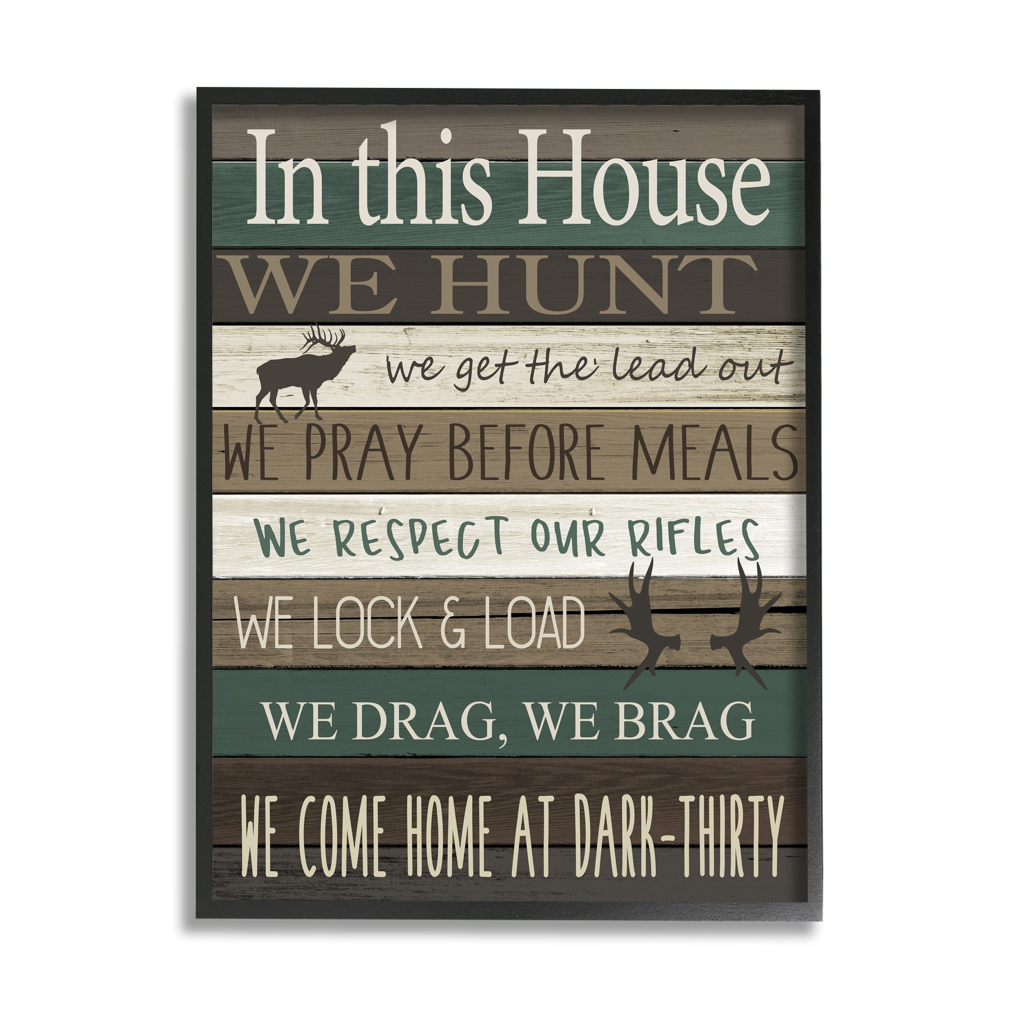 Stupell Industries Rustic Family House Rules Green Brown Tan Black Framed by Kim Allen