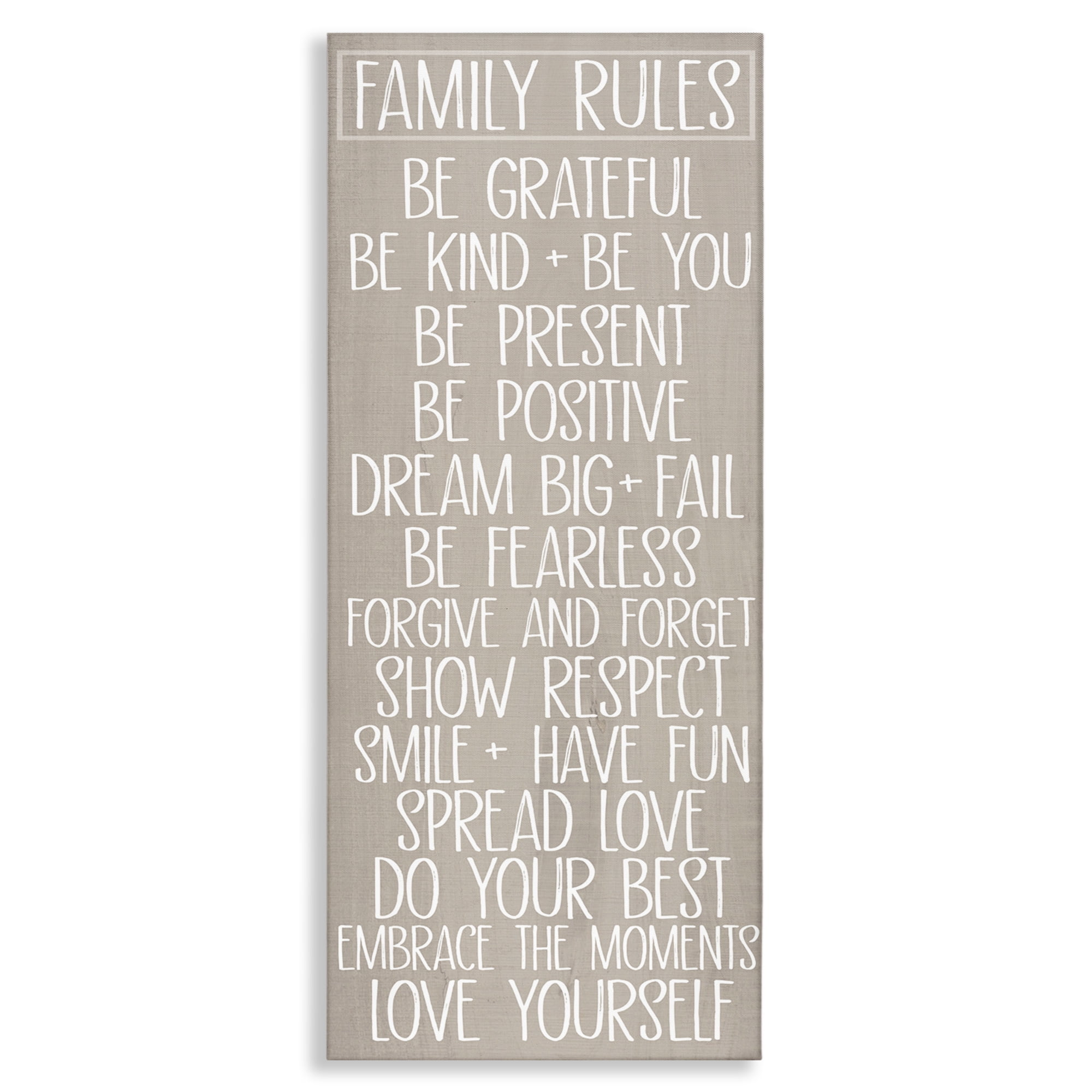 Stupell Industries Rustic Family Rules Typography Painting Gallery Wrapped Canvas Art Print Wall Art, 10 x 24