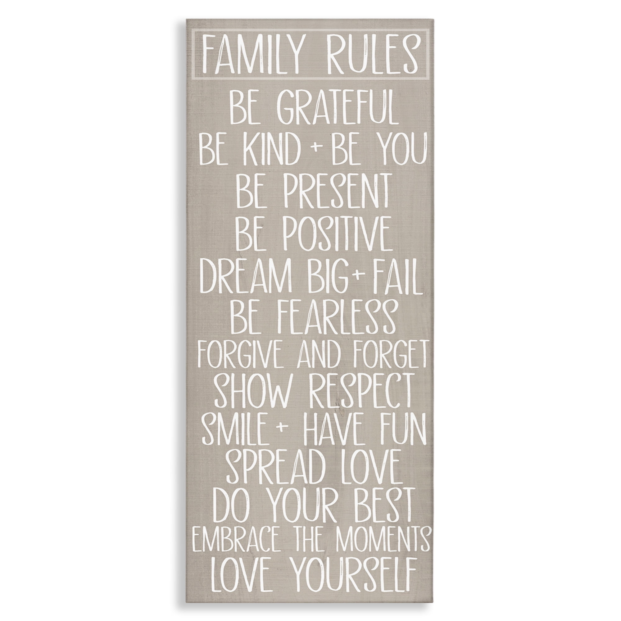 Stupell Industries Rustic Family Rules Typography Painting Gallery Wrapped Canvas Art Print Wall Art, 13 x 30