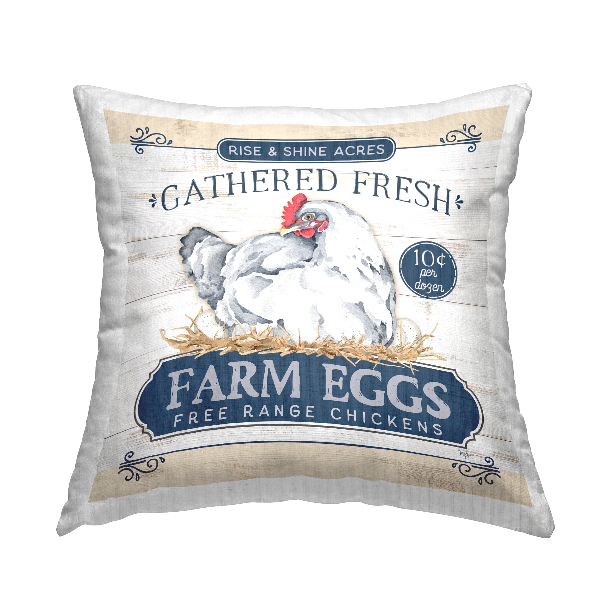 Stupell Industries Rustic Farm Eggs Ad Square Decorative Printed Throw Pillow, 18 x 18