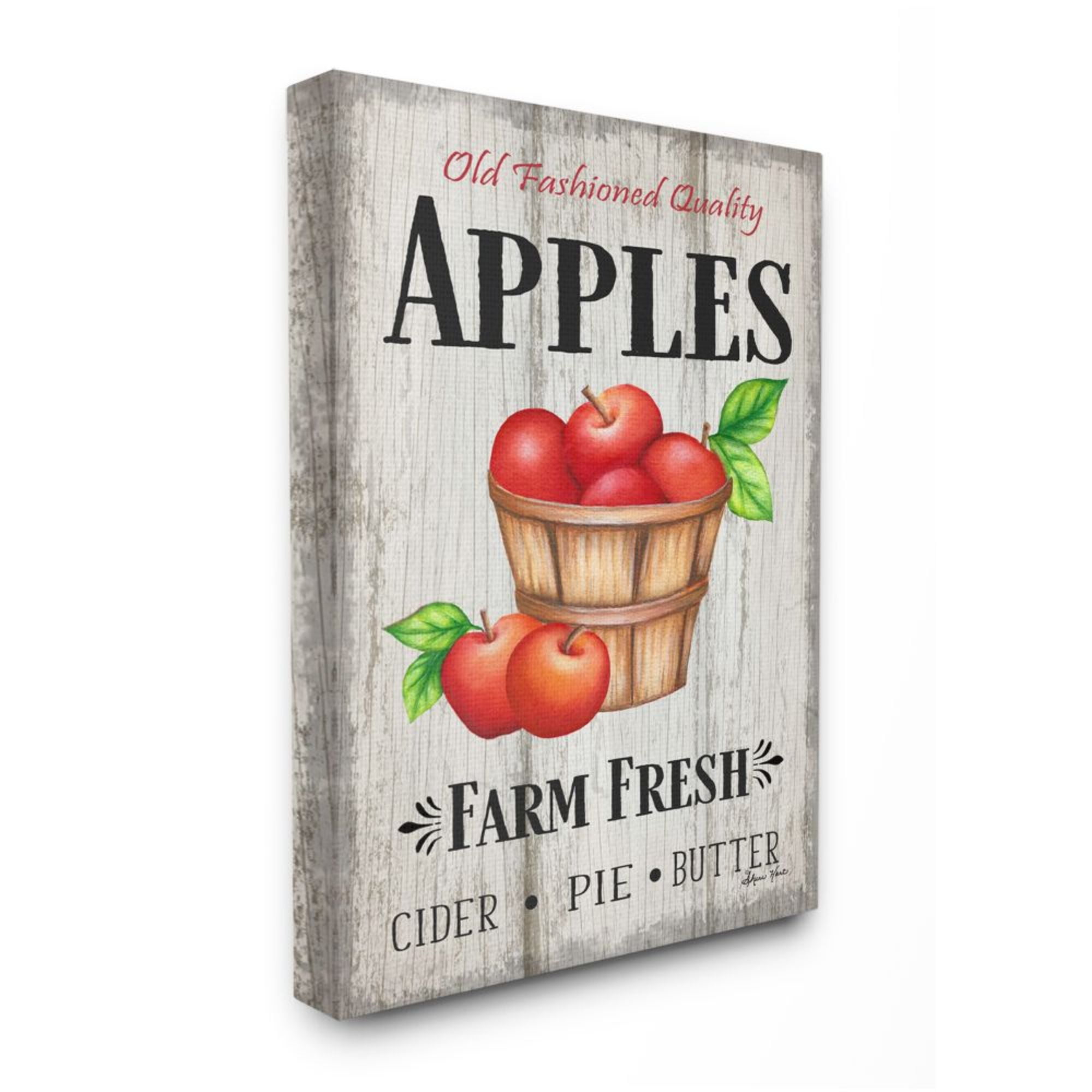 Stupell Industries Rustic Farm Fresh Apple Sign Aged Charm Design by Sheri Hart, 36" x 48"