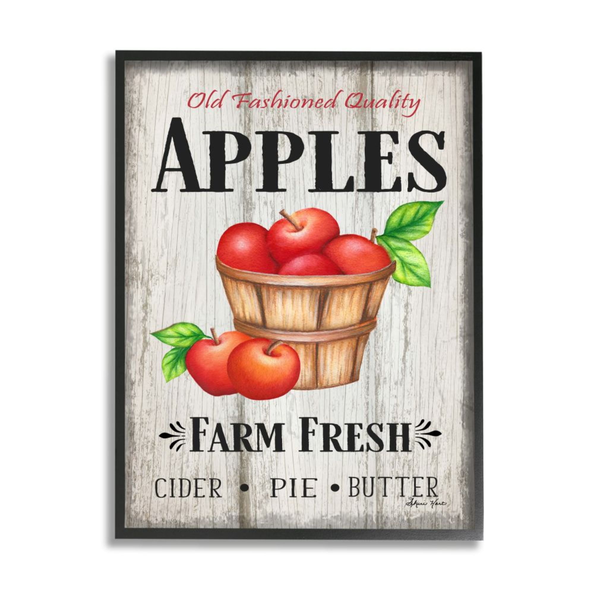 Stupell Industries Rustic Farm Fresh Apple Sign Aged Charm Design by Sheri Hart