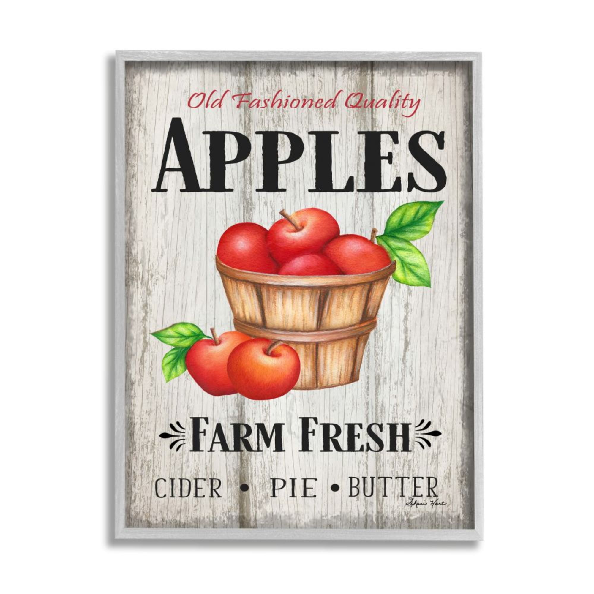 Stupell Industries Rustic Farm Fresh Apple Sign Aged Charm Design by Sheri Hart
