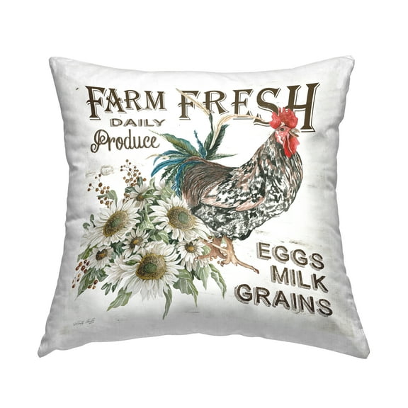 Stupell Industries Rustic Farm Fresh Produce Square Decorative Printed Throw Pillow, 18 x 18