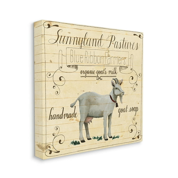 Stupell Industries Rustic Farm Goat Milk Advertisement Vintage Tan Canvas Wall Art by Grace Popp
