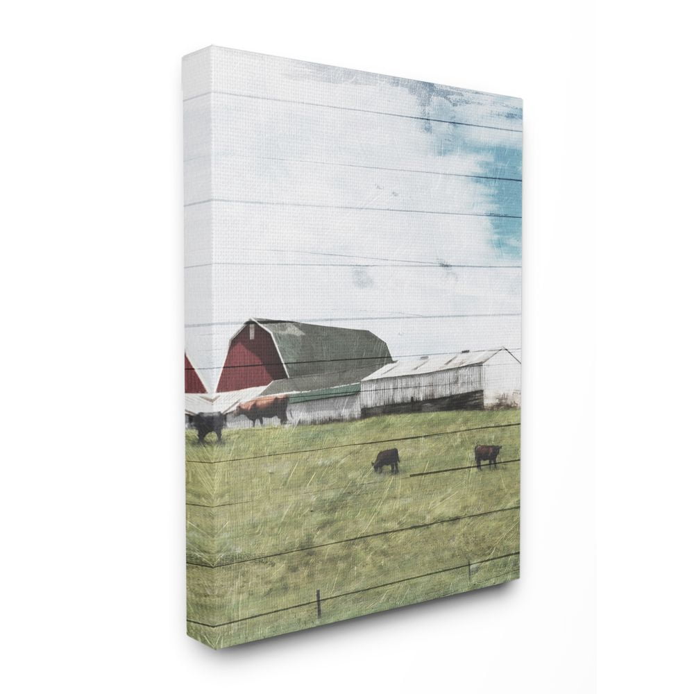 Stupell Industries Rustic Farm Landscape Wood Textured Painting Super Canvas Wall Art by Milli Villa