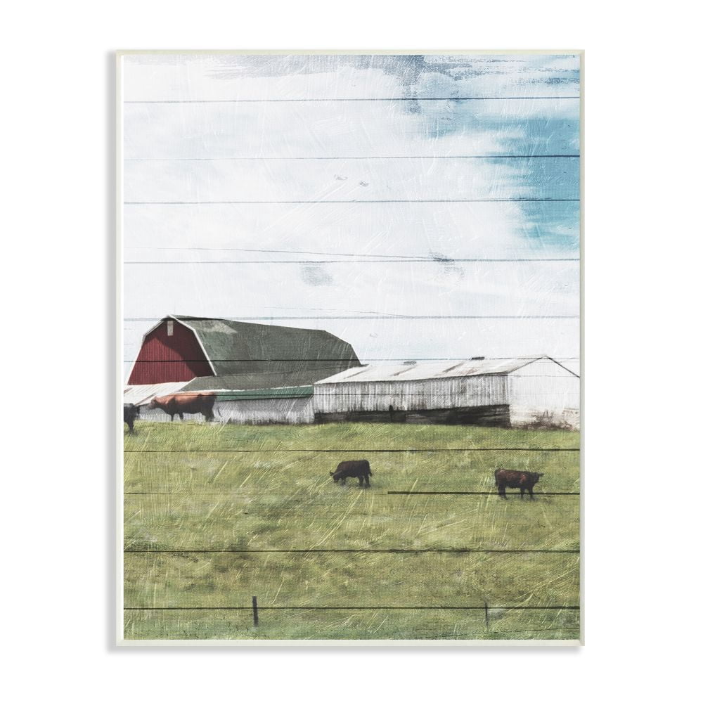Stupell Industries Rustic Farm Landscape Wood Textured Painting Wall Plaque Art by Milli Villa