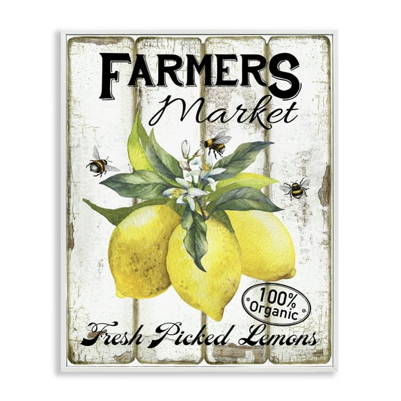 Stupell Industries Rustic Farm Market Lemons Food & Beverage Painting White Framed Art Print Wall Art, 16 x 20