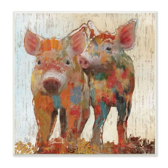 Stupell Industries Rustic Farm Pigs Abstract Contemporary Patchwork Pattern, 12 x 12, Design by Nan
