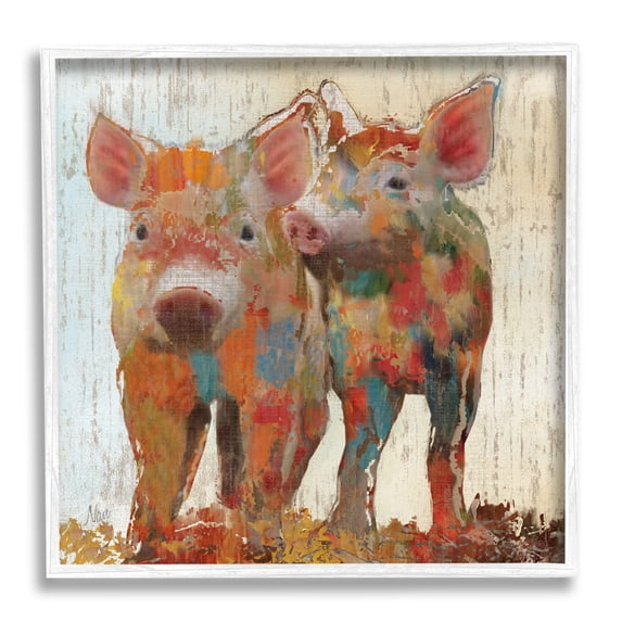 Stupell Industries Rustic Farm Pigs Abstract Contemporary Patchwork Pattern, 24 x 24, Design by Nan