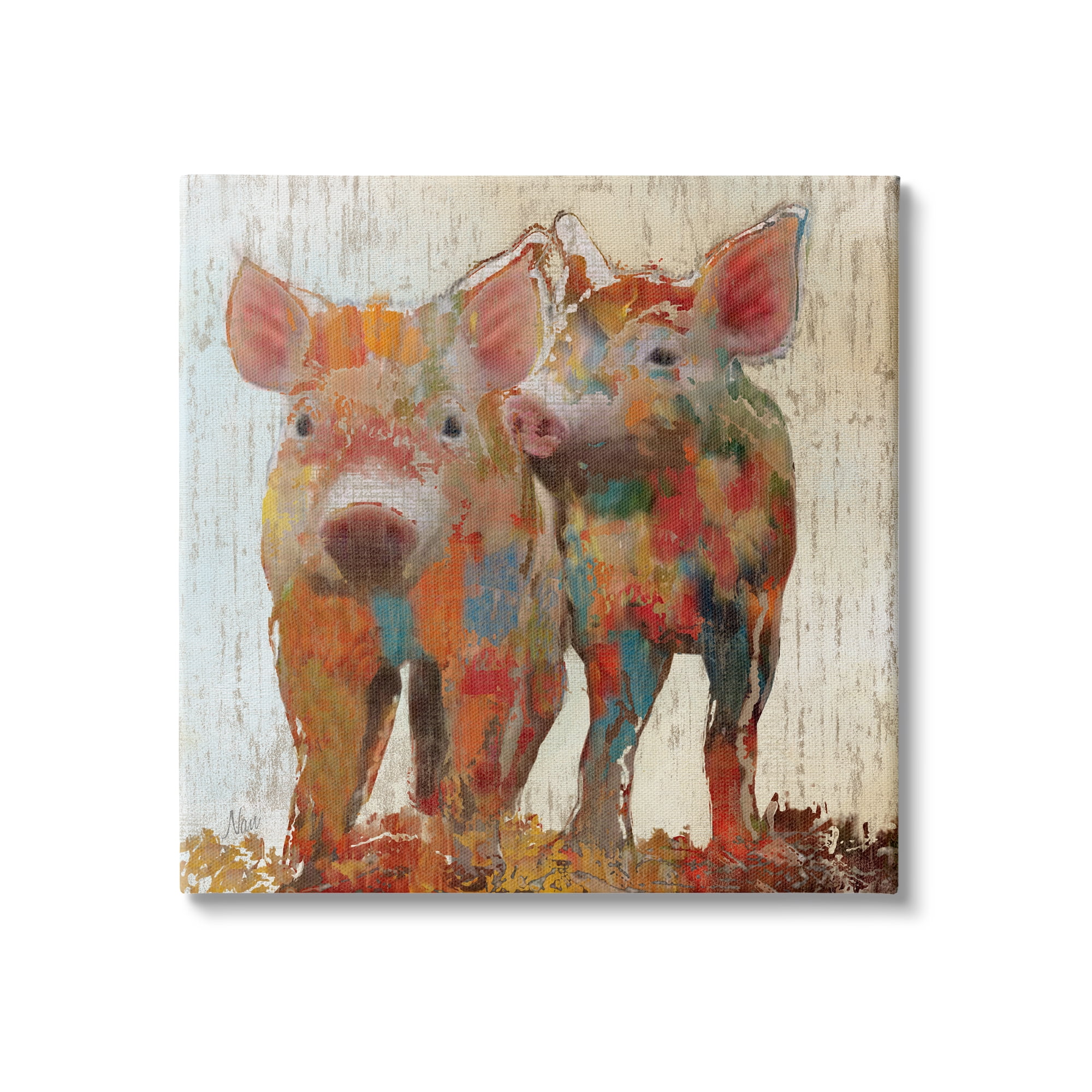 Stupell Industries Rustic Farm Pigs Abstract Contemporary Patchwork Pattern, 36 x 36, Design by Nan