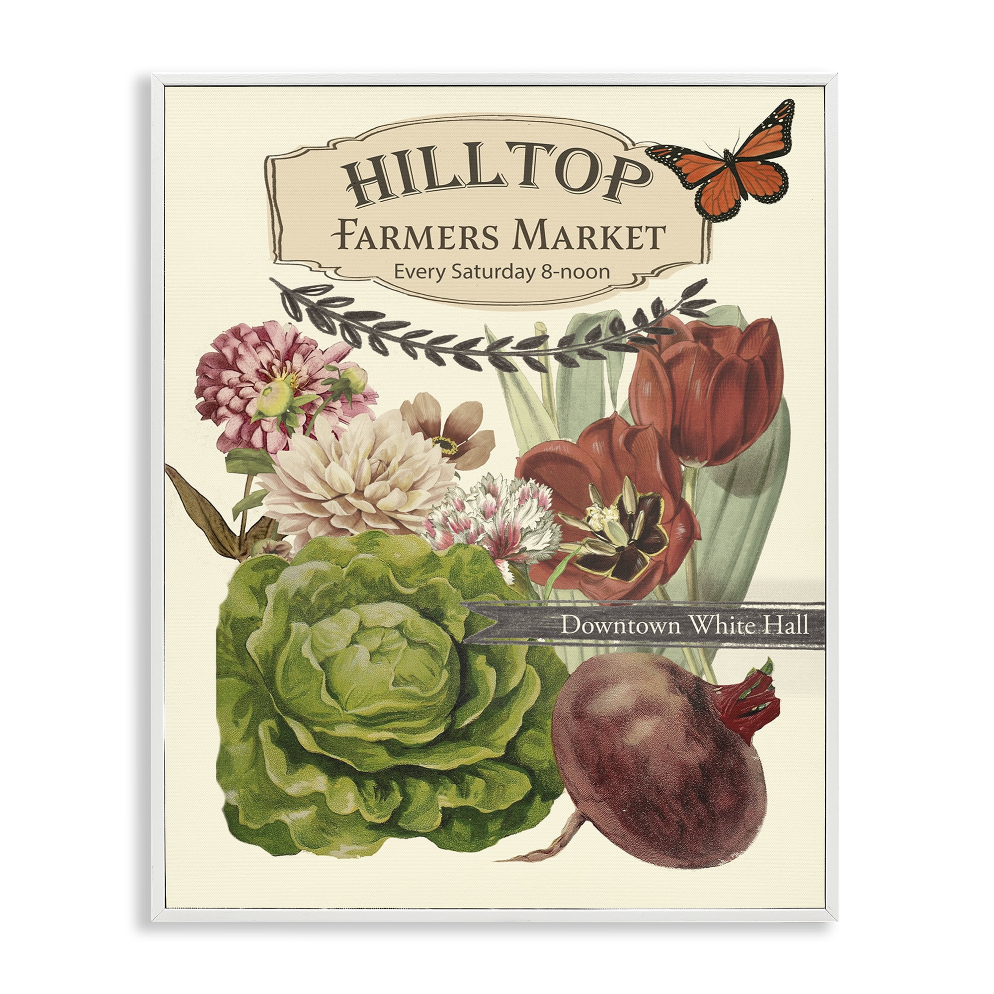 Stupell Industries Rustic Farmers Market Goods Plants & Flowers Painting White Framed Art Print Wall Art, 11 x 14