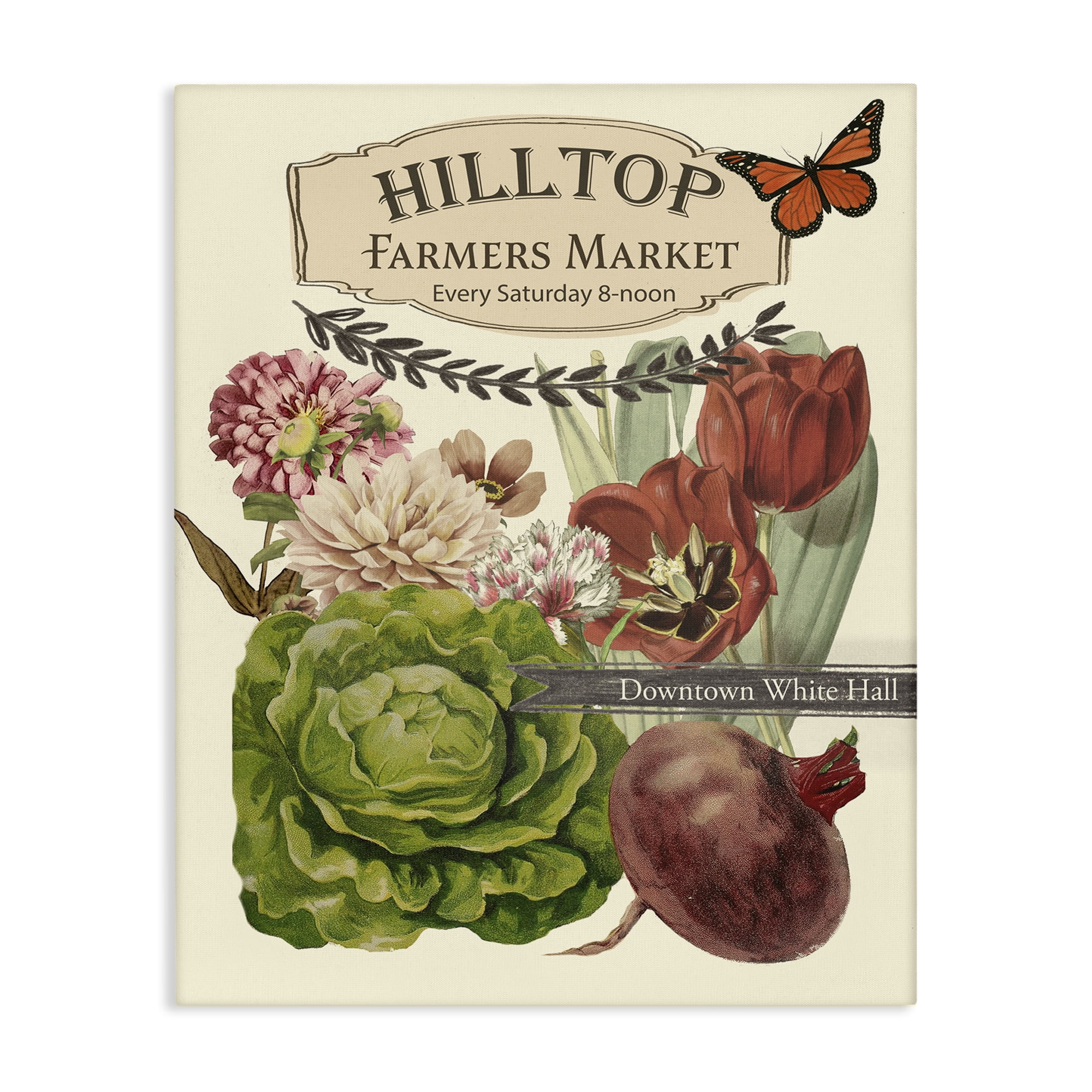Stupell Industries Rustic Farmers Market Goods Plants & Flowers Painting Wrapped Canvas Art Print Wall Art, 16 x 20