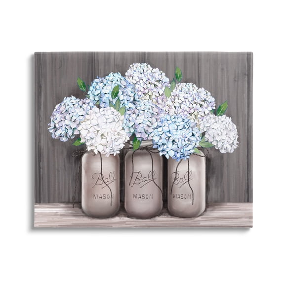 Stupell Industries Rustic Farmhouse Hydrangea Blossoms Mason Jar Planter, 20 x 16, Design by Ziwei Li