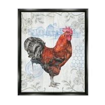 Stupell Industries Rustic Farmhouse Rooster Animals & Insects Painting Black Floater Framed Canvas Art Print Wall Art, 17 x 21