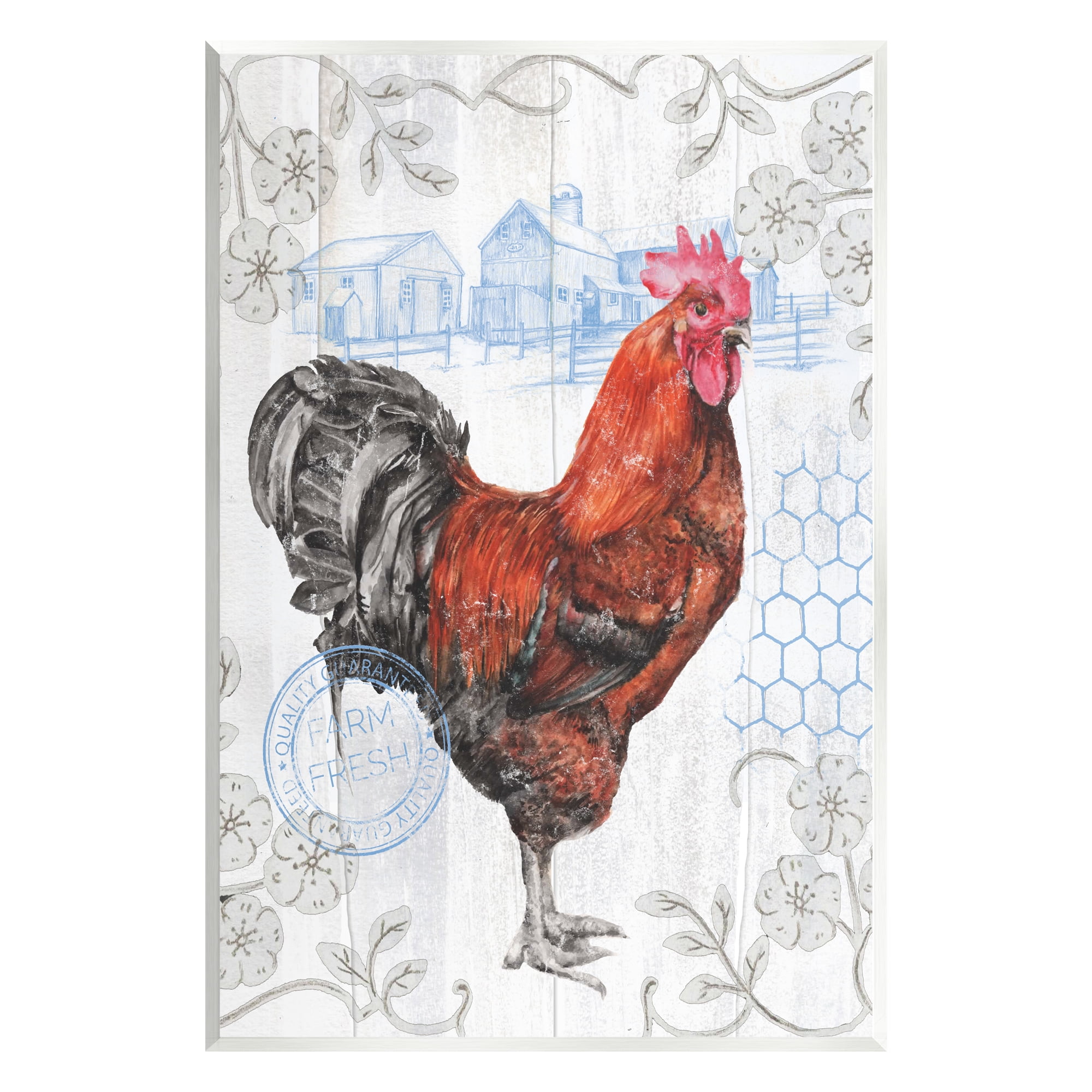 Stupell Industries Rustic Farmhouse Rooster Animals & Insects Painting Unframed Art Print Wall Art, 13 x 19