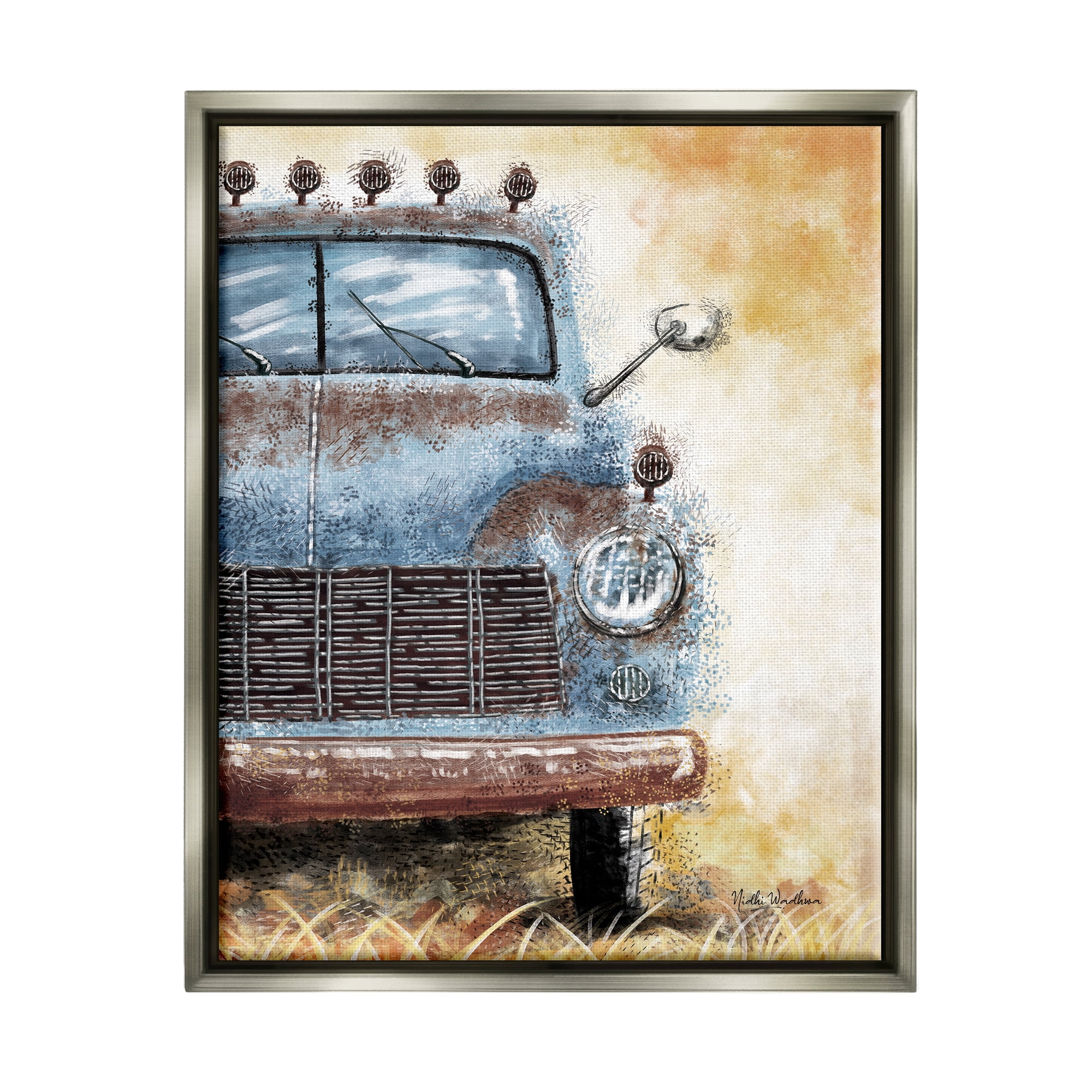 Stupell Industries Rustic Farmhouse Truck Transportation Painting Gray Floater Framed Art Print Wall Art, 25 x 31
