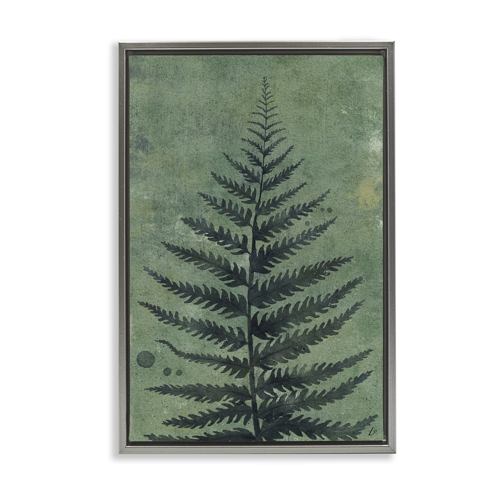 Stupell Industries Rustic Fern Impression Plants & Flowers Painting Gray Floater Framed Canvas Art Print Wall Art, 21 x 31