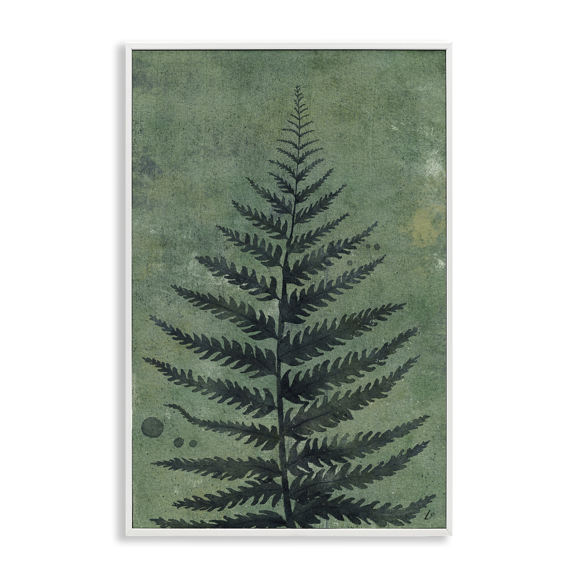 Stupell Industries Rustic Fern Impression Plants & Flowers Painting White Framed Art Print Wall Art, 16 x 24