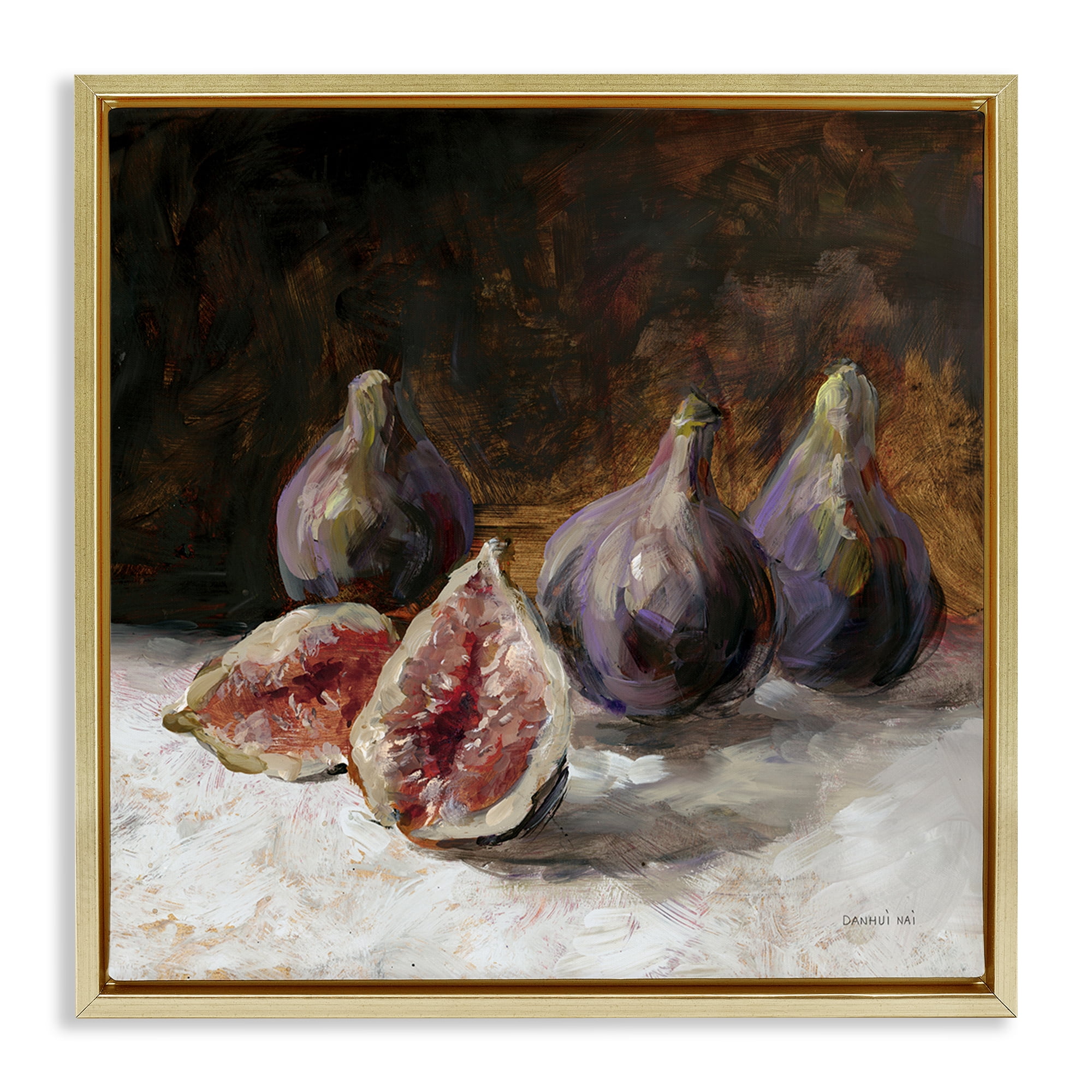 Stupell Industries Rustic Fig Still Life Gold Framed Floater Canvas Wall Art, design by Danhui Nai