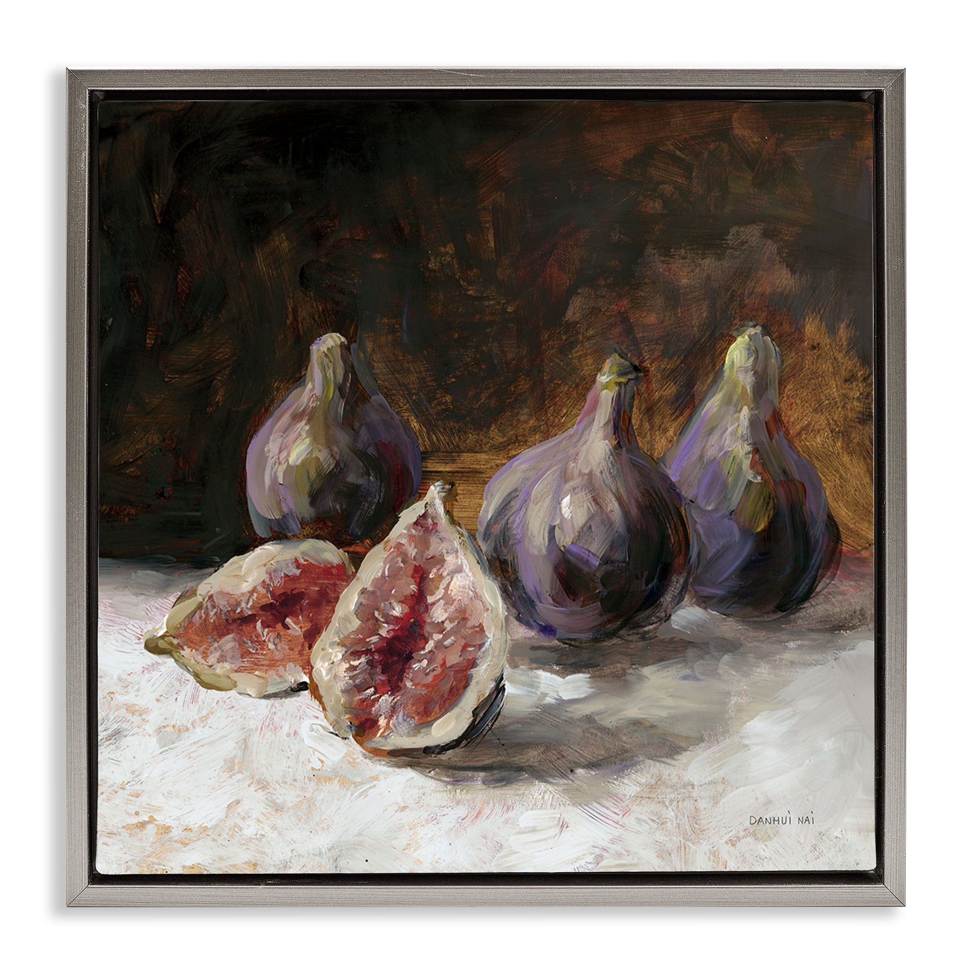 Stupell Industries Rustic Fig Still Life Gray Framed Floater Canvas Wall Art, design by Danhui Nai