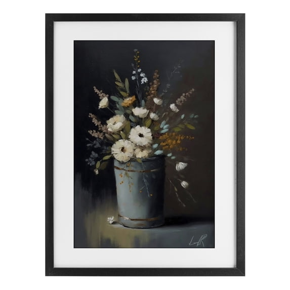 Stupell Industries French Country Rustic Floral Bouquet Bucket Black Framed Print Under Glass, 14 x 20, by Creative Studio