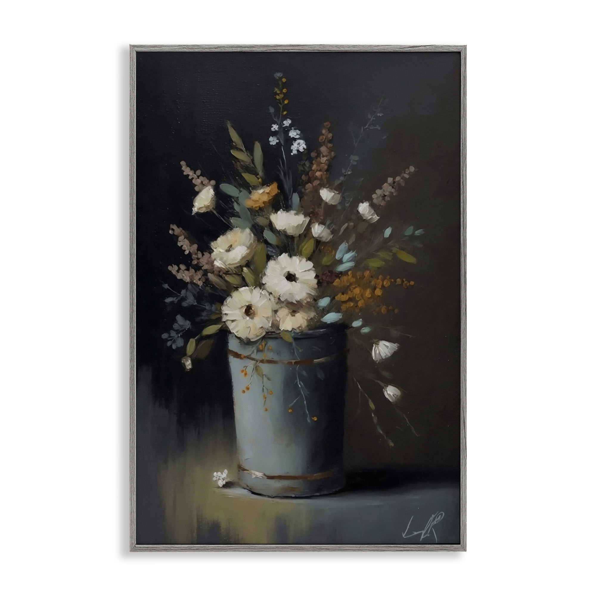 Stupell Industries Rustic Floral Bouquet Bucket Gray Framed Giclee Art, design by Creative Studio