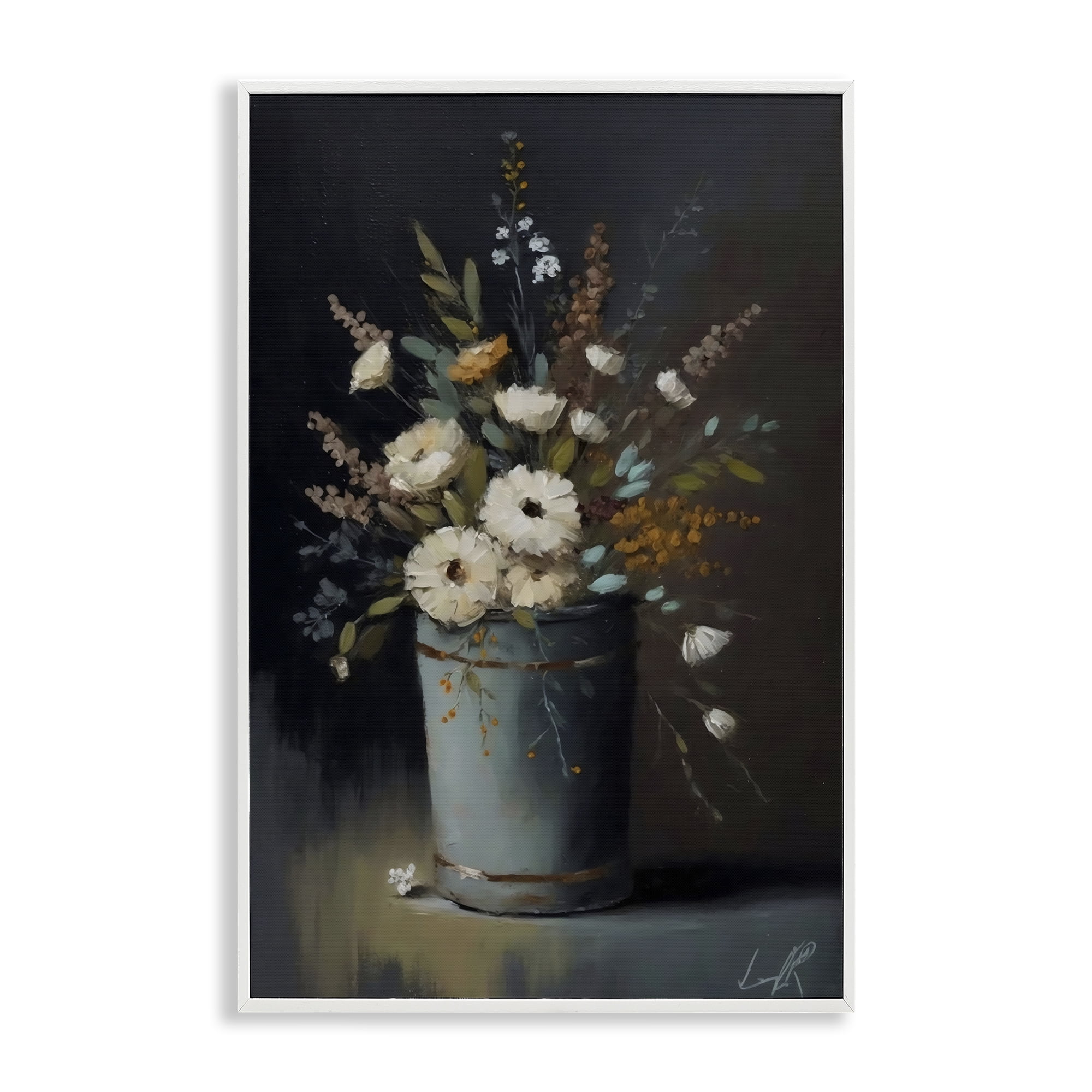 Stupell Industries Rustic Floral Bouquet Bucket White Framed Giclee Art, design by Creative Studio