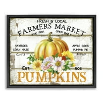 Stupell Industries Rustic & Floral Farm Market Holiday Painting Black Floater Framed Canvas Art Prints Wall Art, 21 x 17