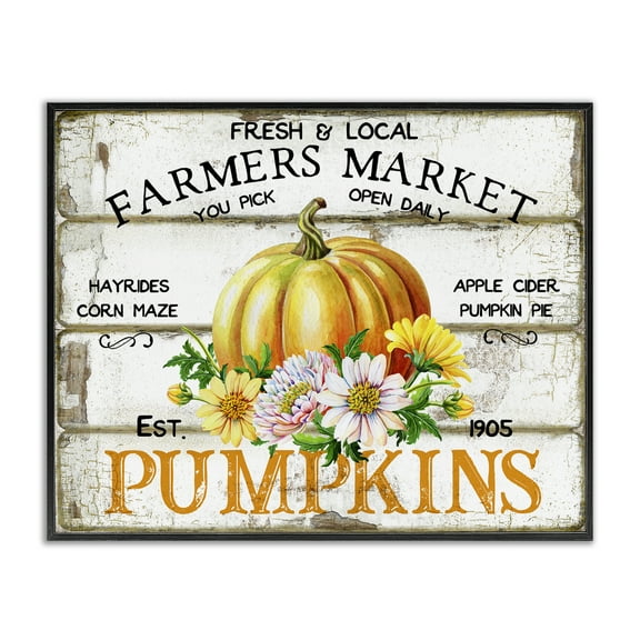 Stupell Industries Rustic & Floral Farm Market Holiday Painting Black Framed Art Prints Wall Art, 14 x 11