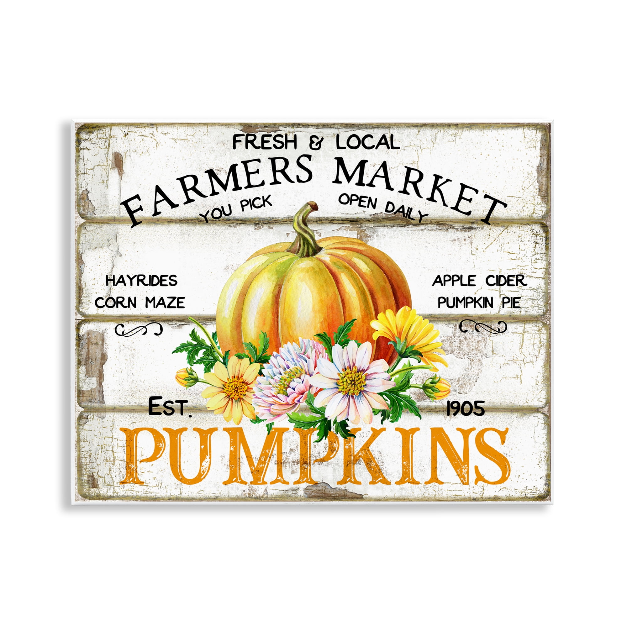 Stupell Industries Rustic & Floral Farm Market Holiday Painting Unframed Art Prints Wall Art, 14 x 11