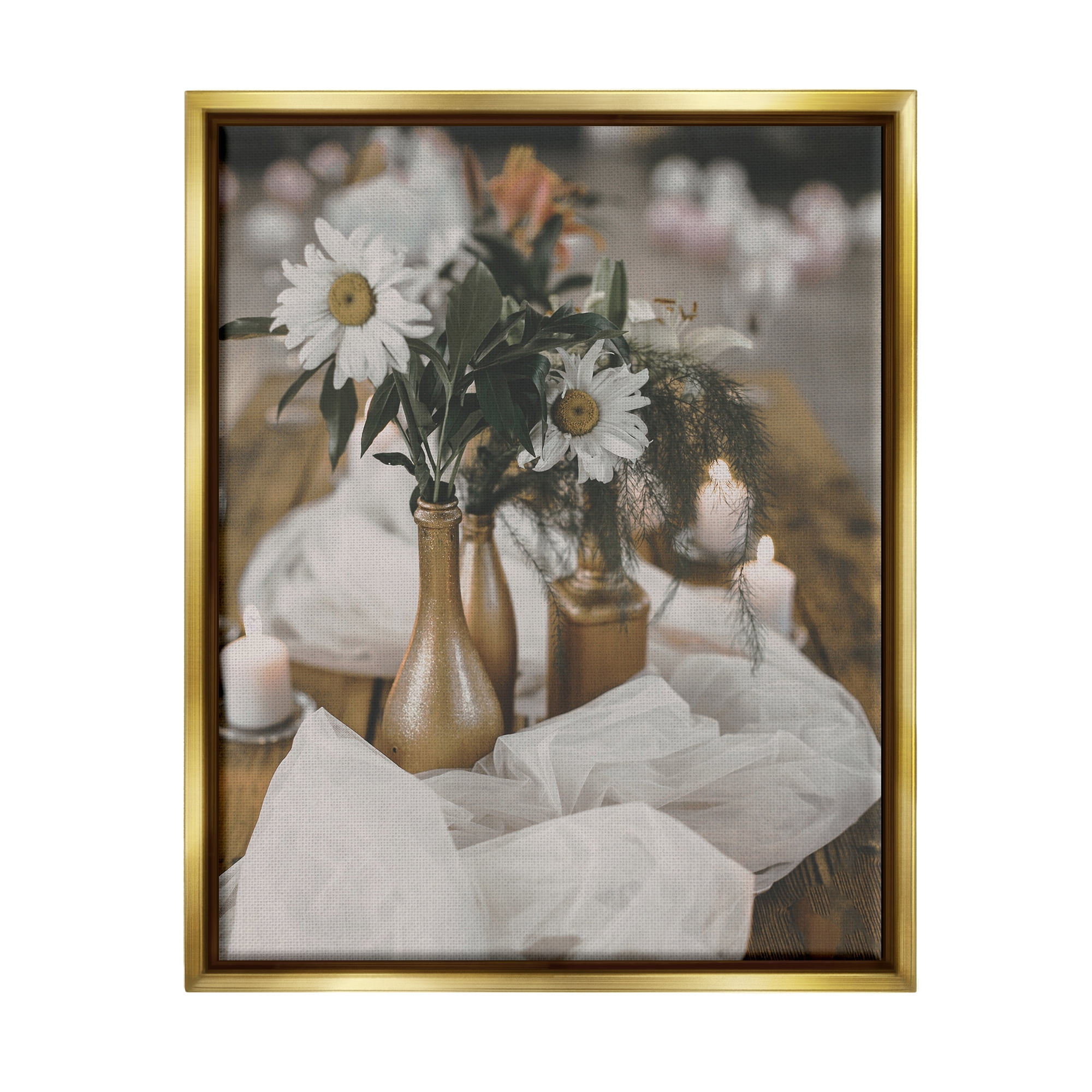 Stupell Industries Rustic Floral Still Life Botanical & Floral Photography Gold Floater Framed Art Print Wall Art, 17 x 21