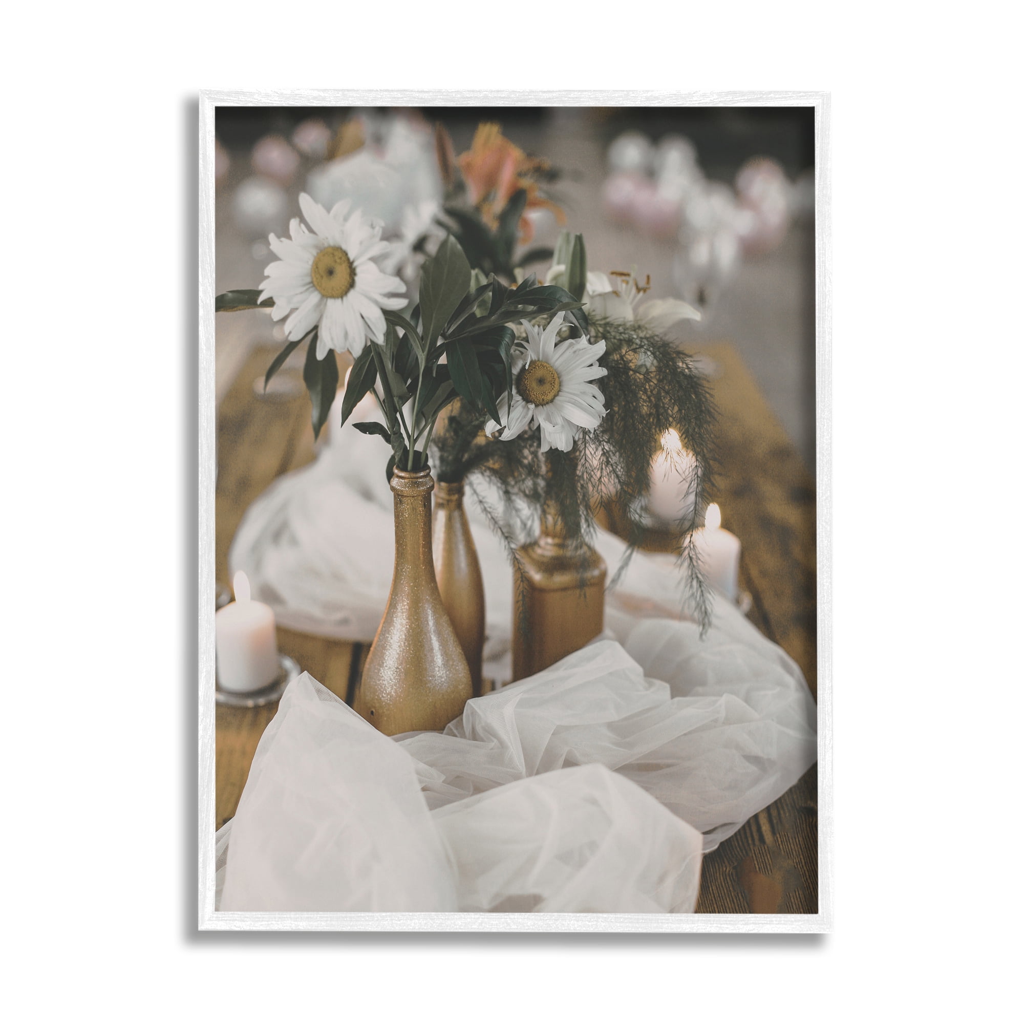 White Framed Rustic Floral Still Life Canvas Print, 24 x 30