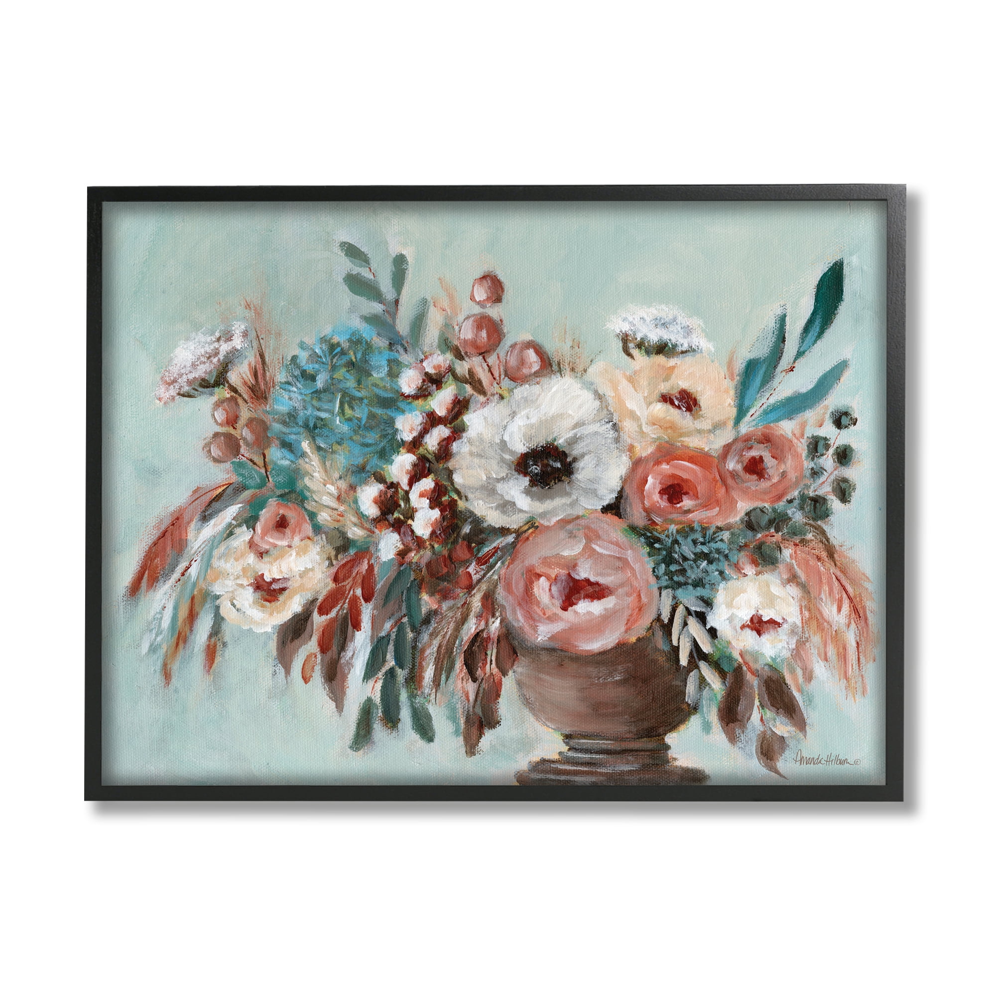Stupell Industries Rustic Florals Painting Botanical & Floral Painting Black Framed Art Print Wall Art, 20 x 16