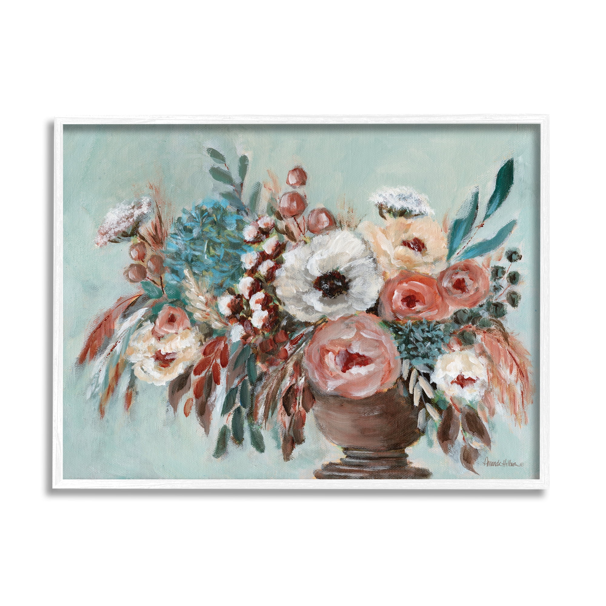 Stupell Industries Rustic Florals Painting Botanical & Floral Painting White Framed Art Print Wall Art, 14 x 11