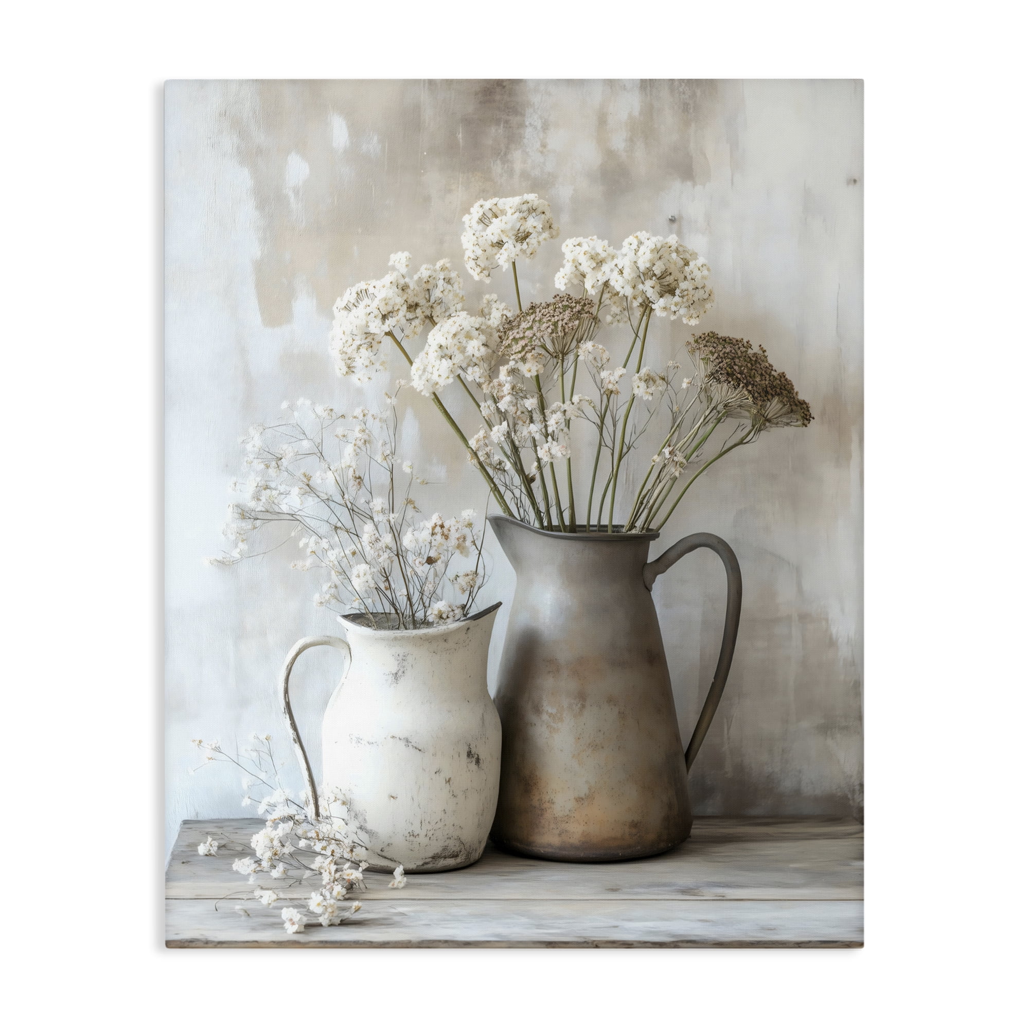 Stupell Industries Rustic Flower Arrangement in Pitchers Canvas Wall Art, design by Creative Studio